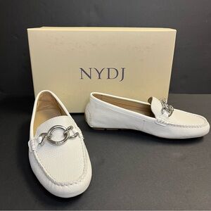 NIB NYDJ POSE Off White Soft Tumbled Leather Driving Loafers - Sz 6